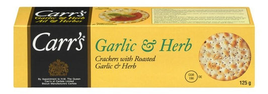 Carr's Garlic and Herb Crackers 125g. 12/box - UK