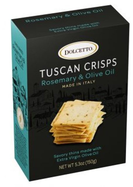 Dolcetto Tuscan Crisps Rosemary Olive Oil 150g. 12/box