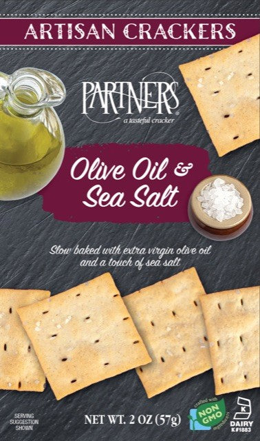 Olive Oil and Sea Salt Artisan Crackers 57g.  12/box