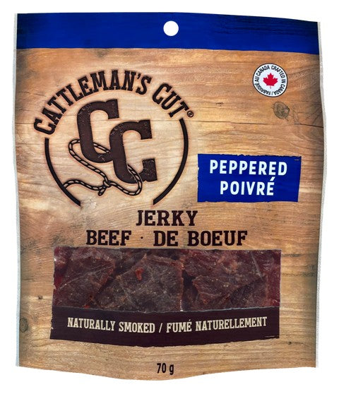 CATTLEMANS 70GM.CUT PEPPERED BEEF JERKY 10/CASE