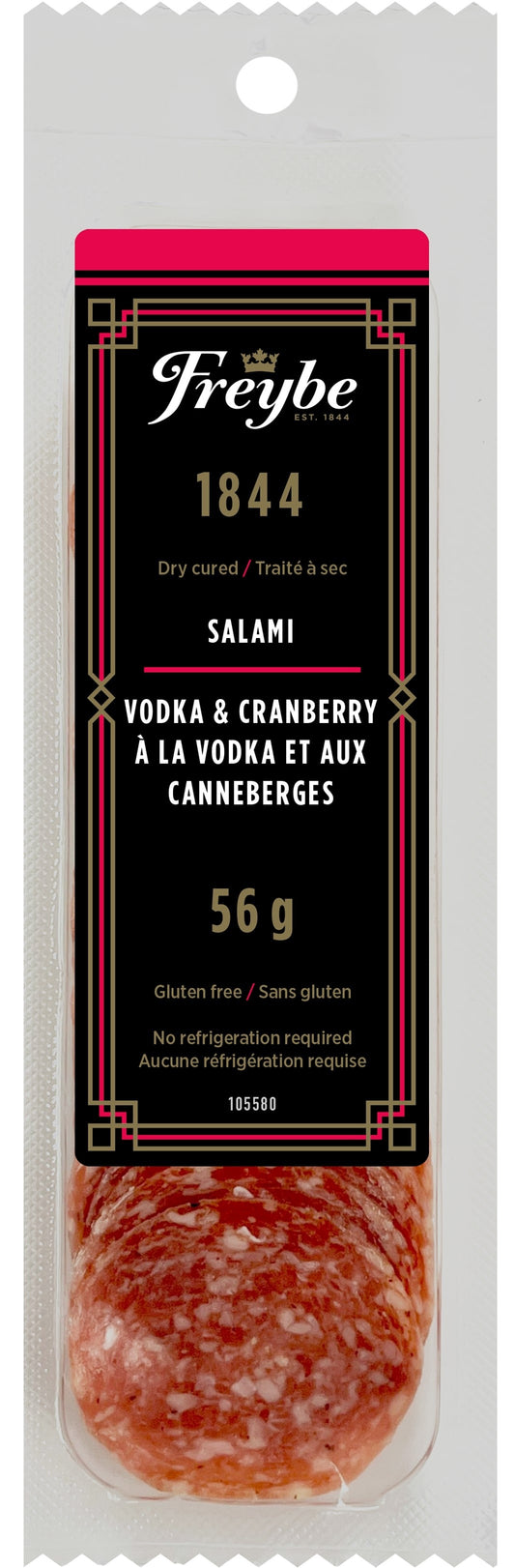 Freybe 1844 Vodka & Cranberry  Dry Cured Sliced Salami 56g 24/case -CAD
