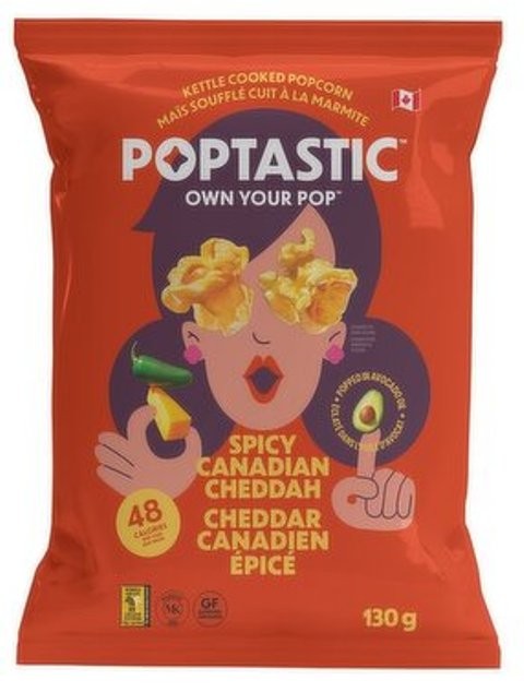 Poptastic Spicy Canadian Cheddar  130g  8/case -CAD