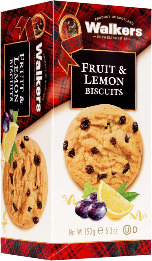 WALKERS Fruit & Lemon Biscuits 150g. 12/case