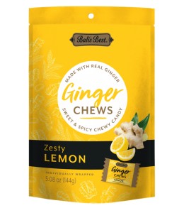 Zesty Lemon Ginger Chews 144g.  12/box