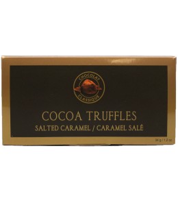 Classique Salted Caramel Cocoa Truffles 34g. Brown Horizonal Box. 24/box