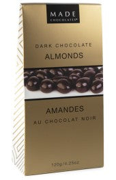 MADE LARGE DARK CHOCOLATE ALMONDS 120G TOTE 12/CASE -CAD